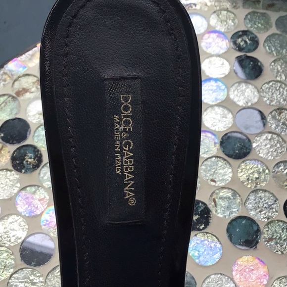 Dolce & Gabbana Slip-on Black Patent Leather 3” Slides with Criss-Cross Strap - Picture 10 of 16